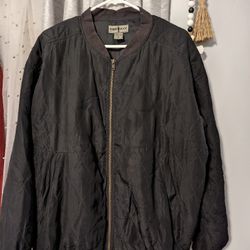 Designer Robert Stock 100% Silk Bomber Jacket (Size M)