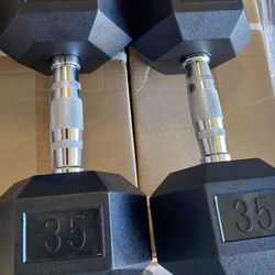 New Pair Of 35 Pound Dumbbells