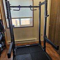 T-3 Series Short Squat Stand, half rack, spotter arms, pull-up bar