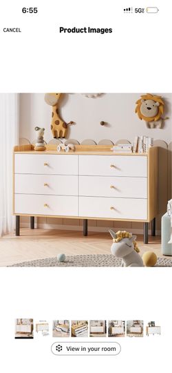 White and Wood dresser with rose gold knob