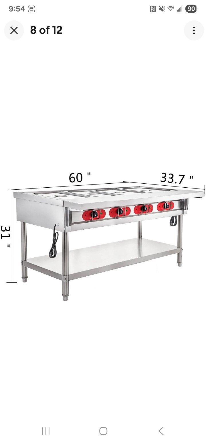 Brand New 4 Well 3000 Watt Steam Table