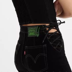 Levis Premium Haut De Gamme Flare Wide Leg Jeans size 27 Black