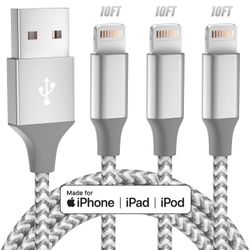 iPhone Charger 3pack 10FT Apple MFi Certified Long Lightning Cable Fast Charging High Speed Data Sync USB Cable Compatible iPhone 14 13/12/11 Pro Max/