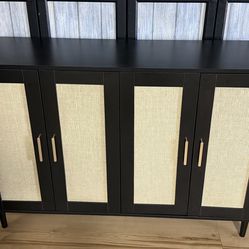 Brand New Black Rattan Sideboard