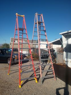 werner podiom ladder and 16ft and one other 16ft ladder