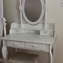 White Vanity with stool for remodel/DIY project