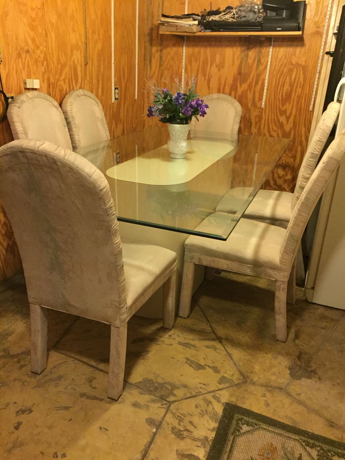 8 Ft. Glass Dining Table & 6 Parsons Chairs