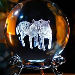 Crystal Ball 50mm Etched - Wolves