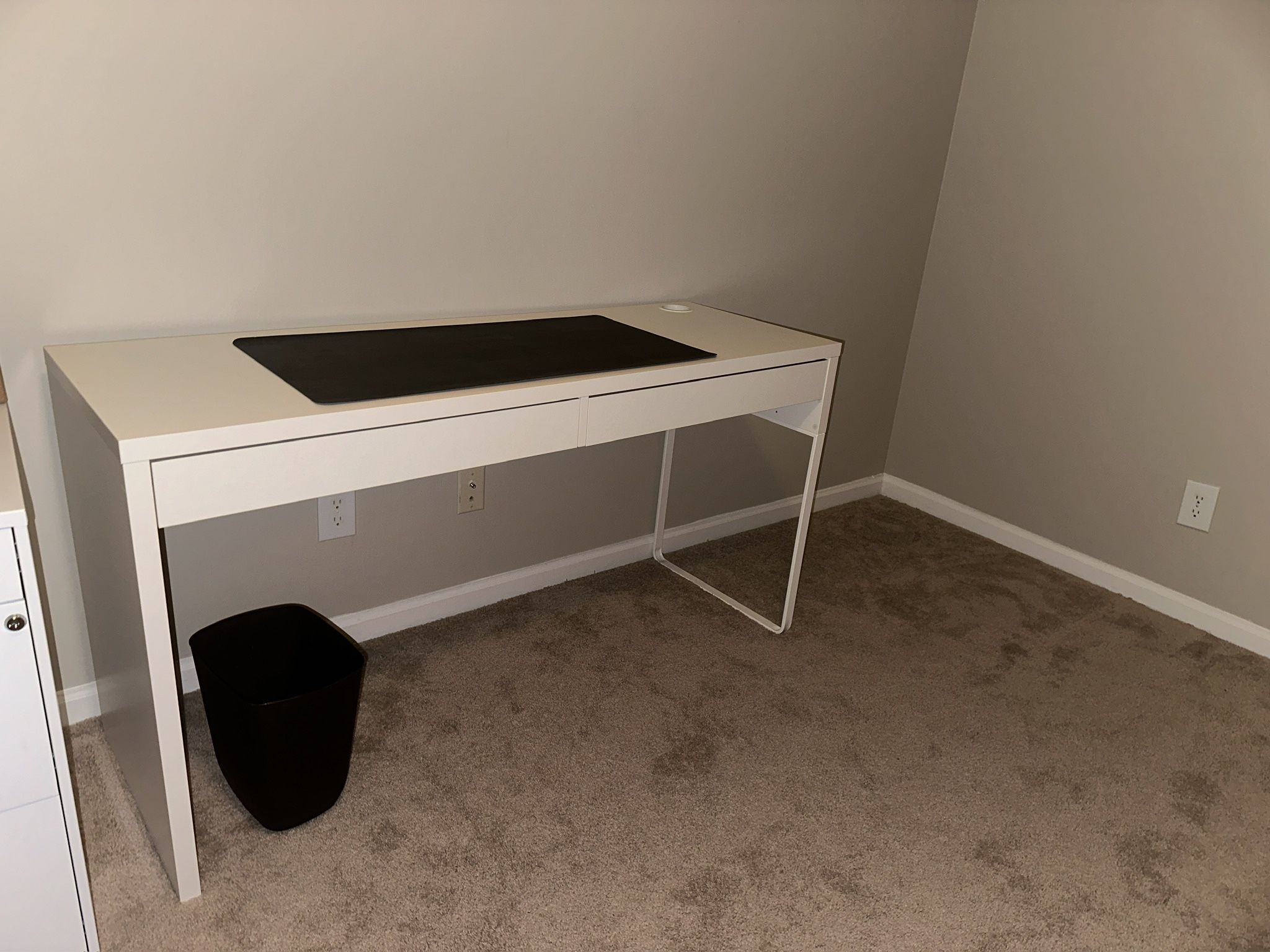 White Two Drawer Desk 