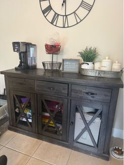 Coffee Bar Buffet Cabinet with Storage | Farmhouse Style