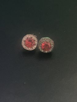 Men’s Red & Silver Earrings