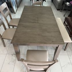 Dining Table, Chairs And Bench