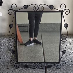 Wrought Iron Wall Console Table W/Mirror