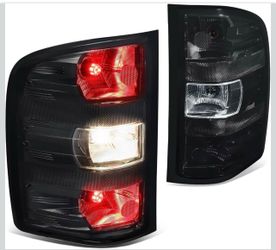 Pair of Tail Lights Compatible with 07-13 Silverado Sierra 1500/ 07-14 Silverado Sierra 2500HD 3500,Dark Red/Clear, Red Lens