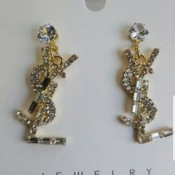 YSL YVES SAINT LAURENT LARGE GOLD TONE  EARRING