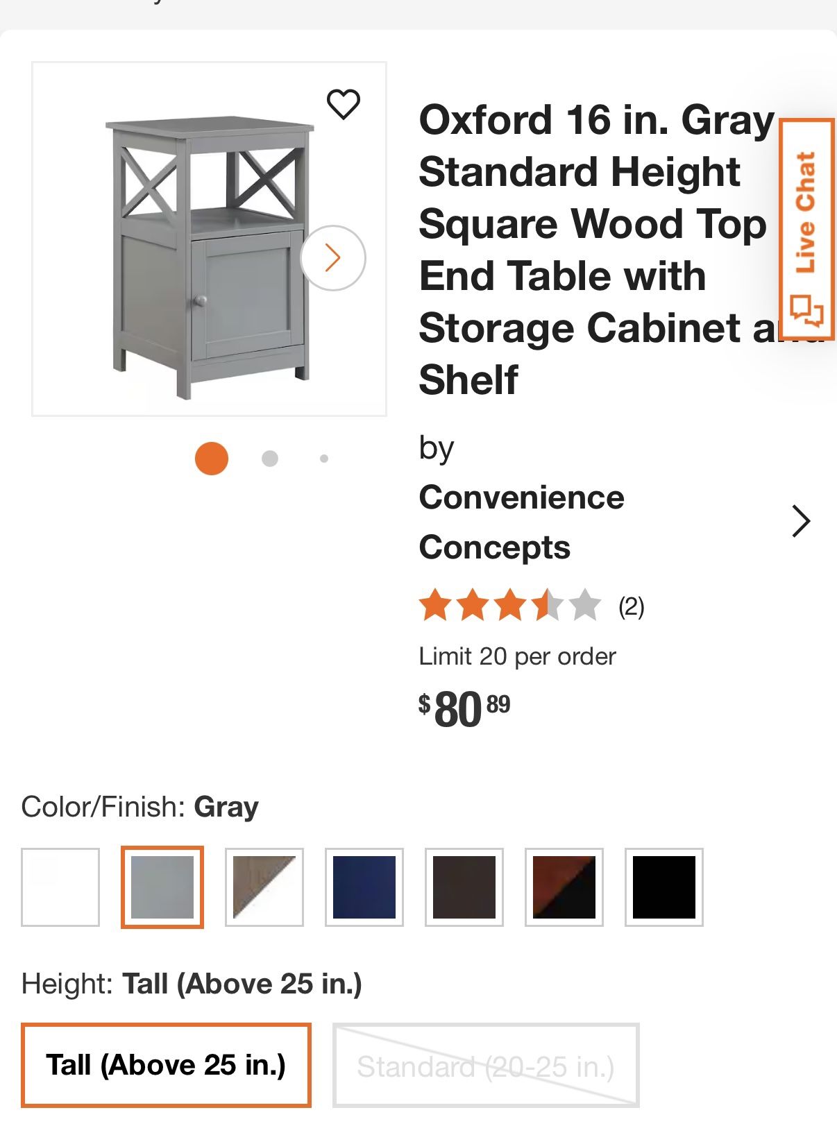 End Table Cabinet With Storage