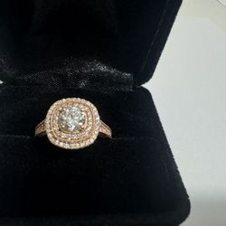 GIA Certified 18K Gold Rose Diamond Engagement Ring