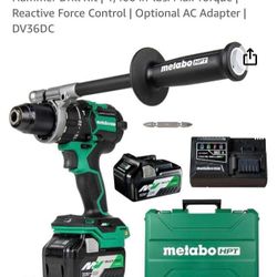 M Metabo HPT 36V MultiVolt™ Cordless Brushless 1/2" Hammer Drill Kit, Power Drill Kit with Lithium-Ion Metabo Batteries , Case and Charger, Compact Li