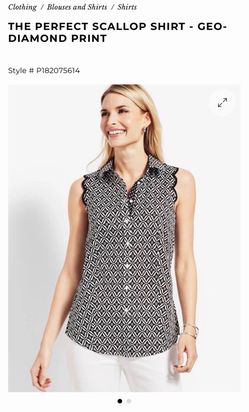 Women’s Talbots THE PERFECT SCALLOP SHIRT - GEO-DIAMOND PRINT Size 14 Large