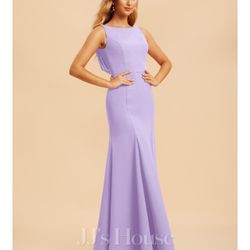 Trumpet/Mermaid Boat Neck Floor-Length Lace Chiffon Bridesmaid Dress size US 14