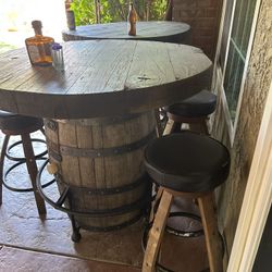 Barrel Tables, Stools, Ice Chest