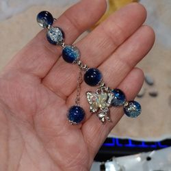 Blue Beaded Stretch Band With A Butterfly 🦋  Charm