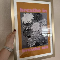 Urban Outfitters Style Framed Art – Retro ‘Breathe In Breathe Out’ Print