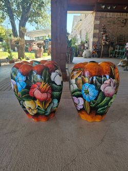 Mayolica Talavera Large Pumpkin. Thanksgiving, Halloween Or Dia De Muertos. Pottery $65 cada una.