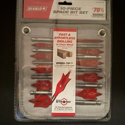 New Diablo 10 Piece Wood Spade Drill Bit Set