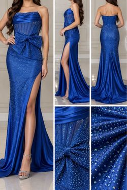 Royal Blue Rhinestone Pageant Evening Gown – Size 00 – Strapless Mermaid Dress