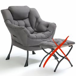 Lazy Chair Oversized Reading Armchair with Folding tAccent Comfy Sofa Chair for Living Room Bedroom, Gray