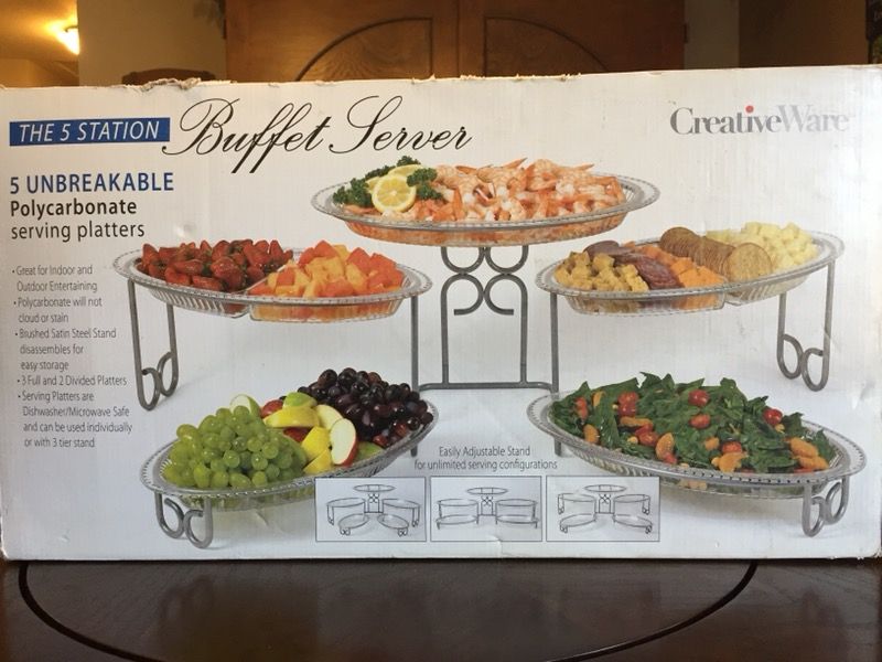 CreativeWare 5 Station Unbreakable Polycarbonate Buffet Server