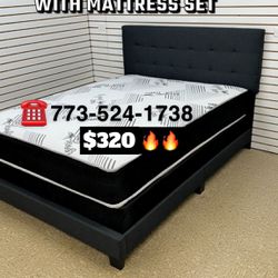 Queen size bundle deal headboard frame with mattress set available for pick up or delivery 