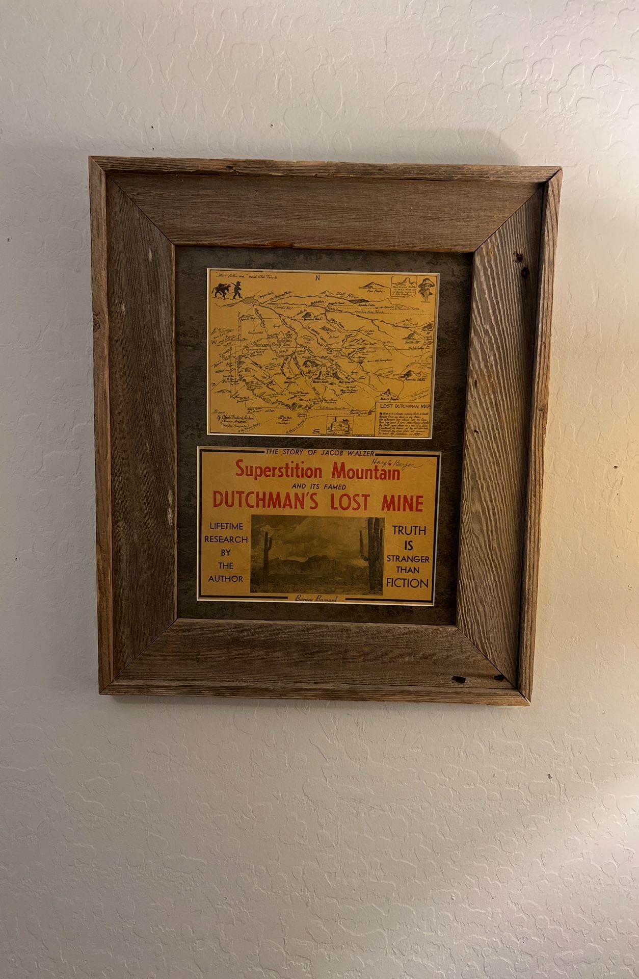 Framed Superstition Mountains Treasure Map