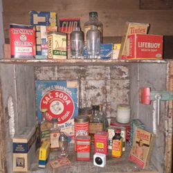 Antique Bottle Tin And Matchbox Lot Filled 