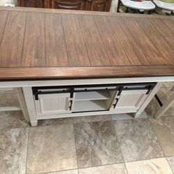 Country Lane Antique White Counter Height Storage Dining Table