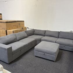 Gray Sectional Storage Couch - Free Delivery 