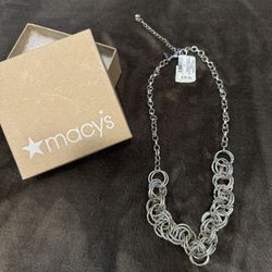 Macy’s Silver Multi-Ring Necklace 