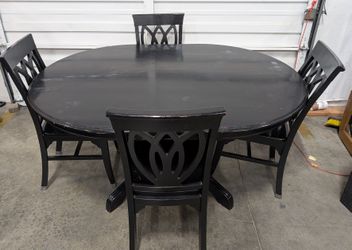 Black Wood Oval Dining Table Set with 4 Chairs