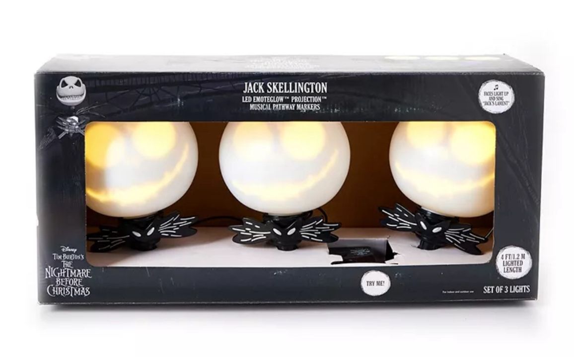 The Nightmare Before Christmas Jack Skeleton 3 Piece Led Musical Pathway Markers Set