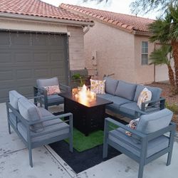 Patio Set Fire Pit And Furniture Set With Cushions