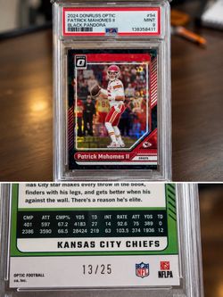 Patrick Mahomes 2024 Donruss Optic II Black Pandora PSA 9
