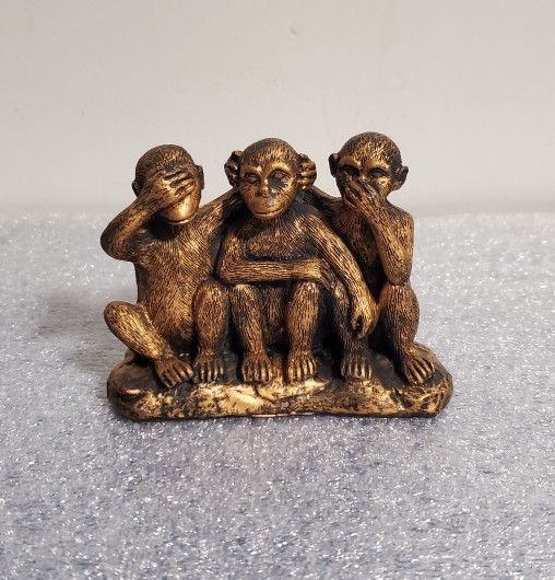 Bronze Monkey Trio Figurine