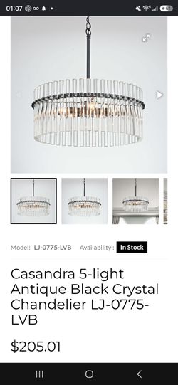 5-light Antique Black Crystal Chandelier
