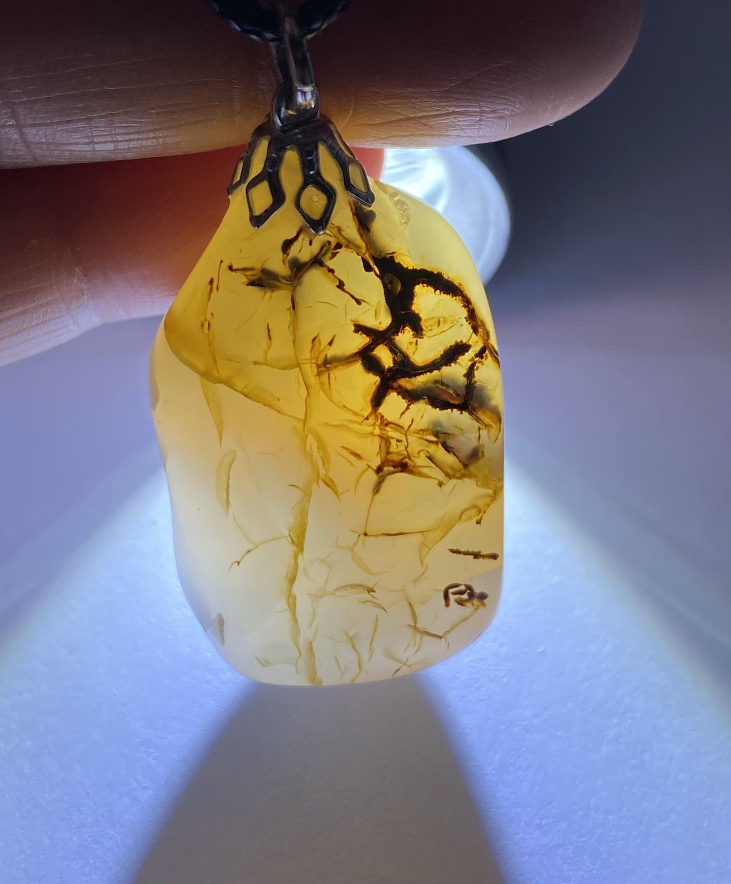Dendritic Agate Polished Stone Pendant Necklace from USA