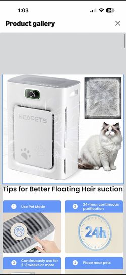 Pet Air Purifier for Home Large Room 2500 sq ft, H13 HEPA Washable Double-Sided Filter,Air Cleaner for Pet Hair Dander Odor Allergies Pollutant Smoke 