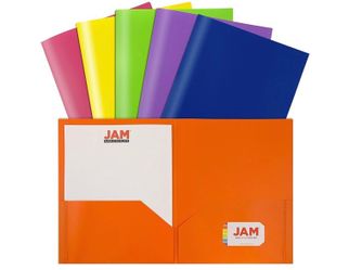 6 pack JAM PAPER Plastic 2 Pocket POP Folders