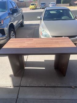 Brown wood dining table