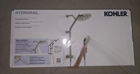 Kohler HydroRail 3-in-1 Multifunction Showerhead and Column Kit, in Brushed Nickel