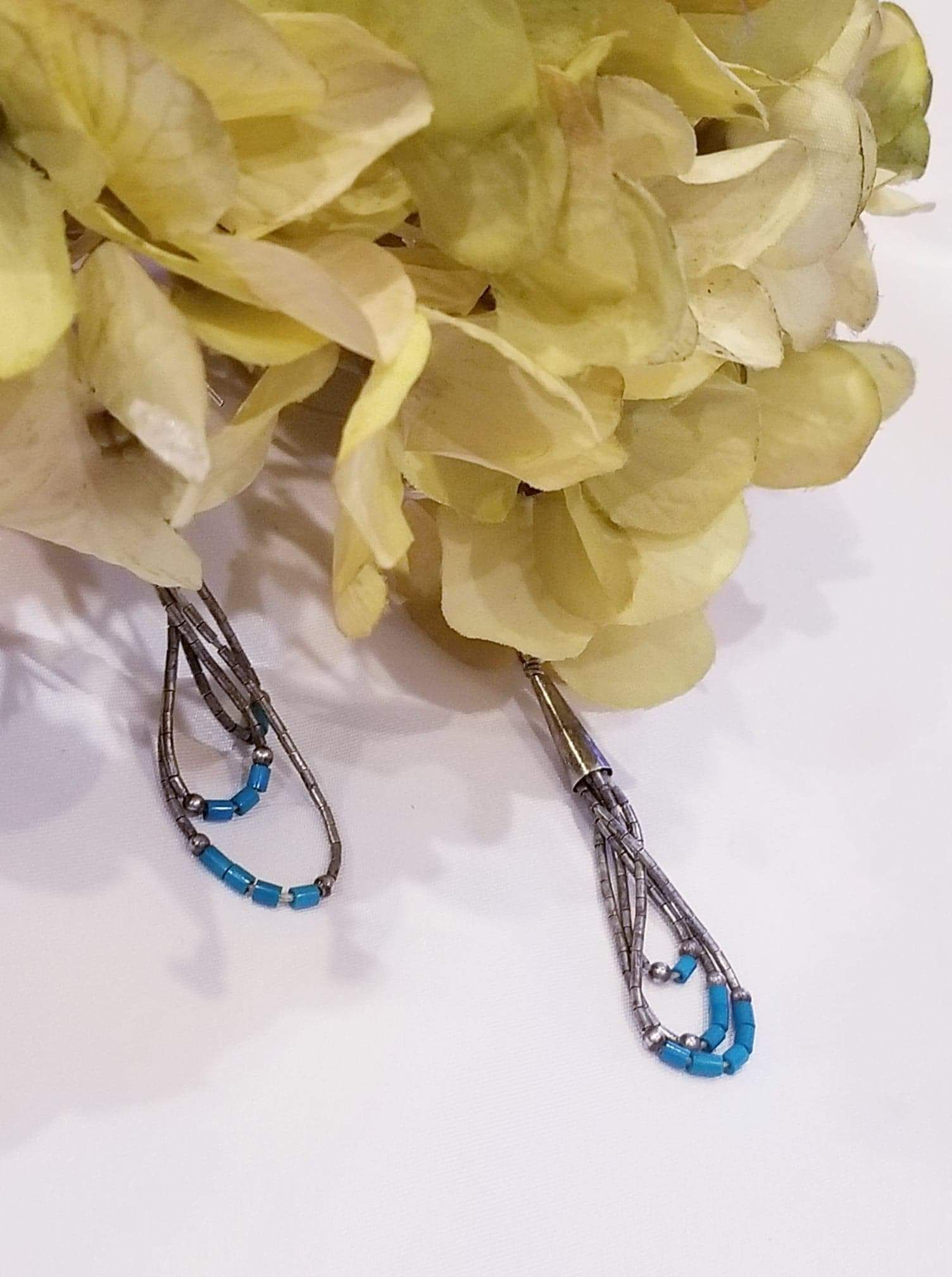 Vintage Turquoise and Liquid Sterling Earrings